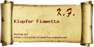 Klopfer Fiametta névjegykártya